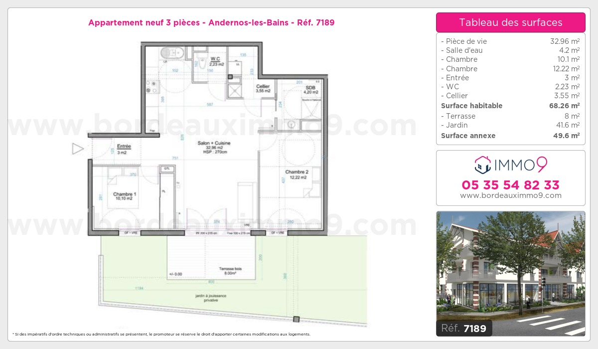 Plan et surfaces, Programme neuf Andernos-les-Bains Référence n° 7189