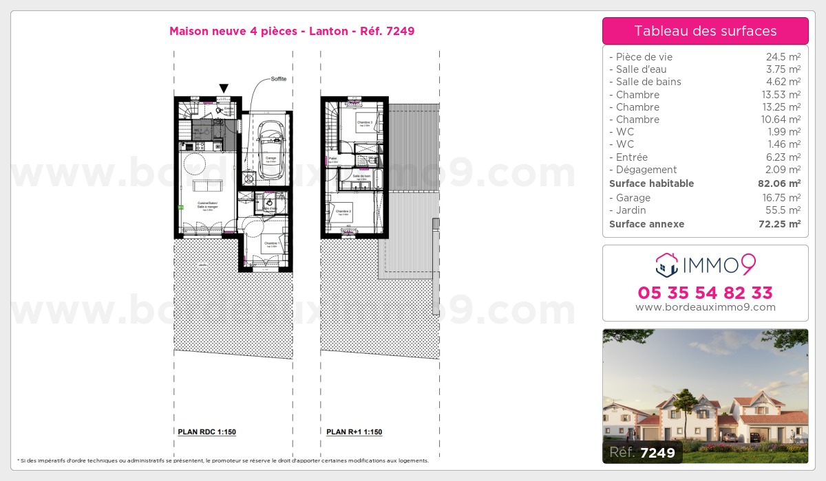 Plan et surfaces, Programme neuf Lanton Référence n° 7249