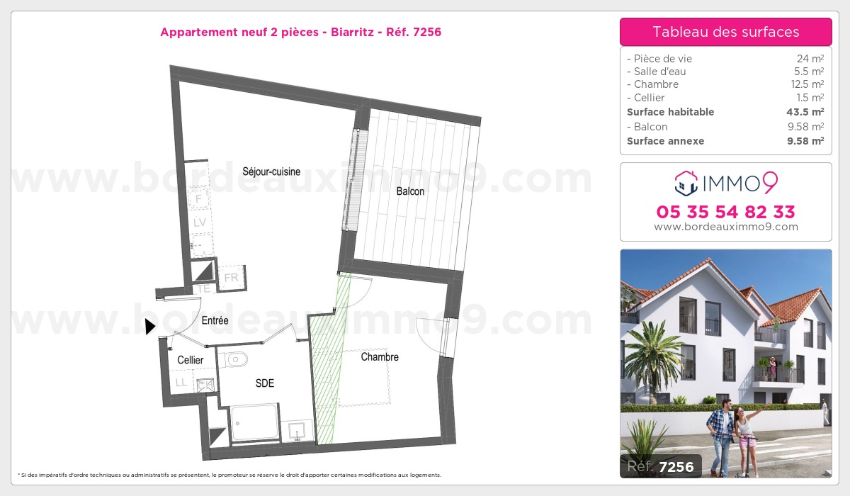 Plan et surfaces, Programme neuf Biarritz Référence n° 7256