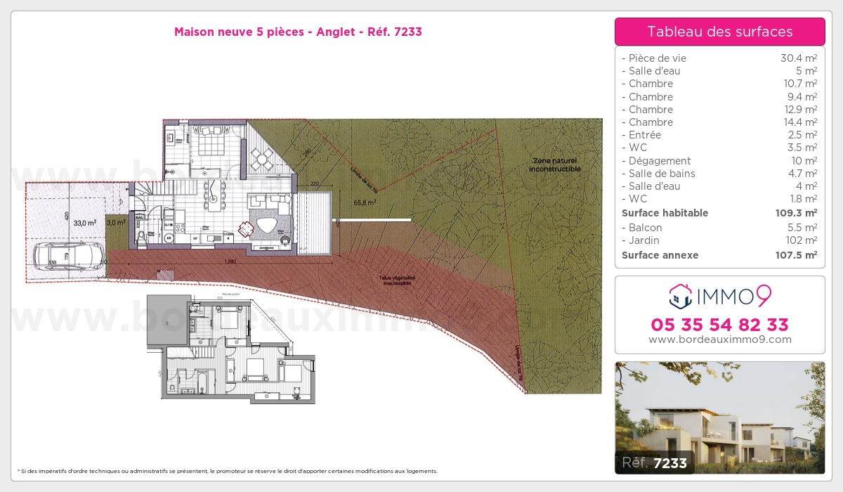 Plan et surfaces, Programme neuf Anglet Référence n° 7233