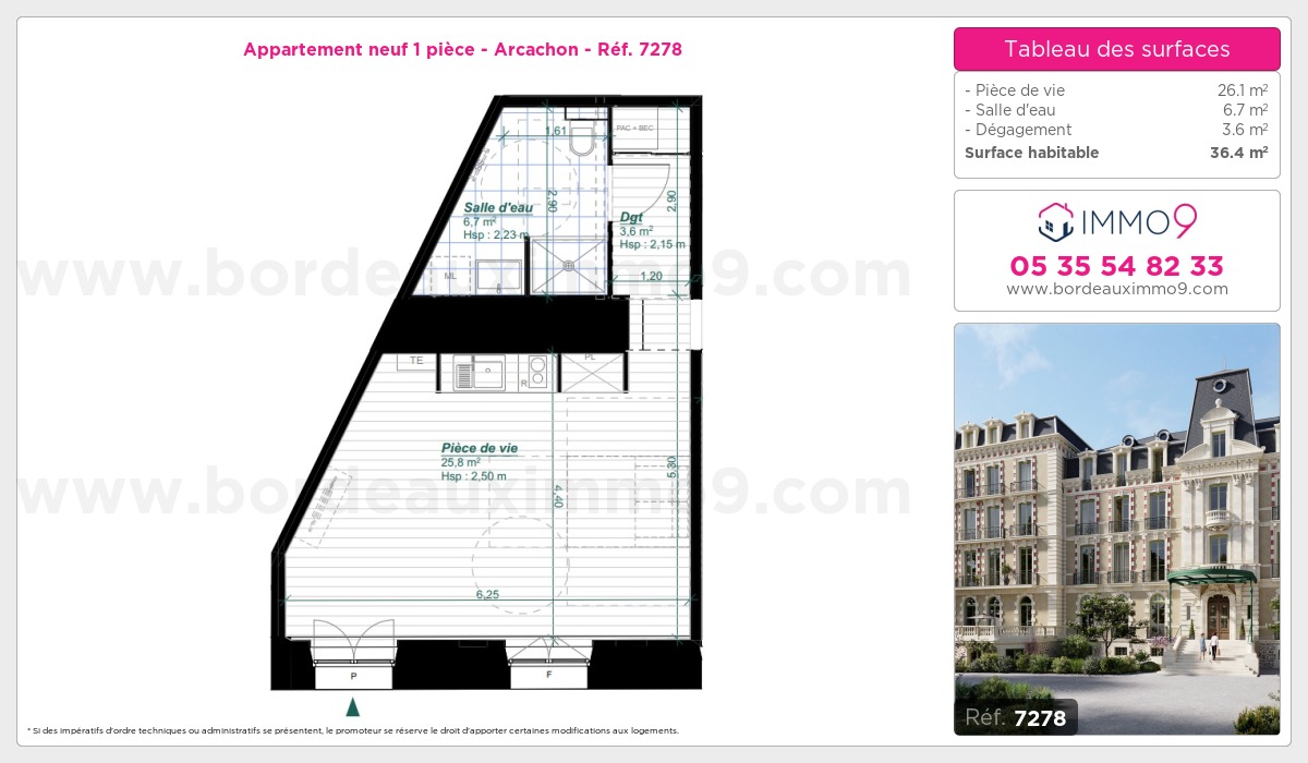 Plan et surfaces, Programme neuf Arcachon Référence n° 7278