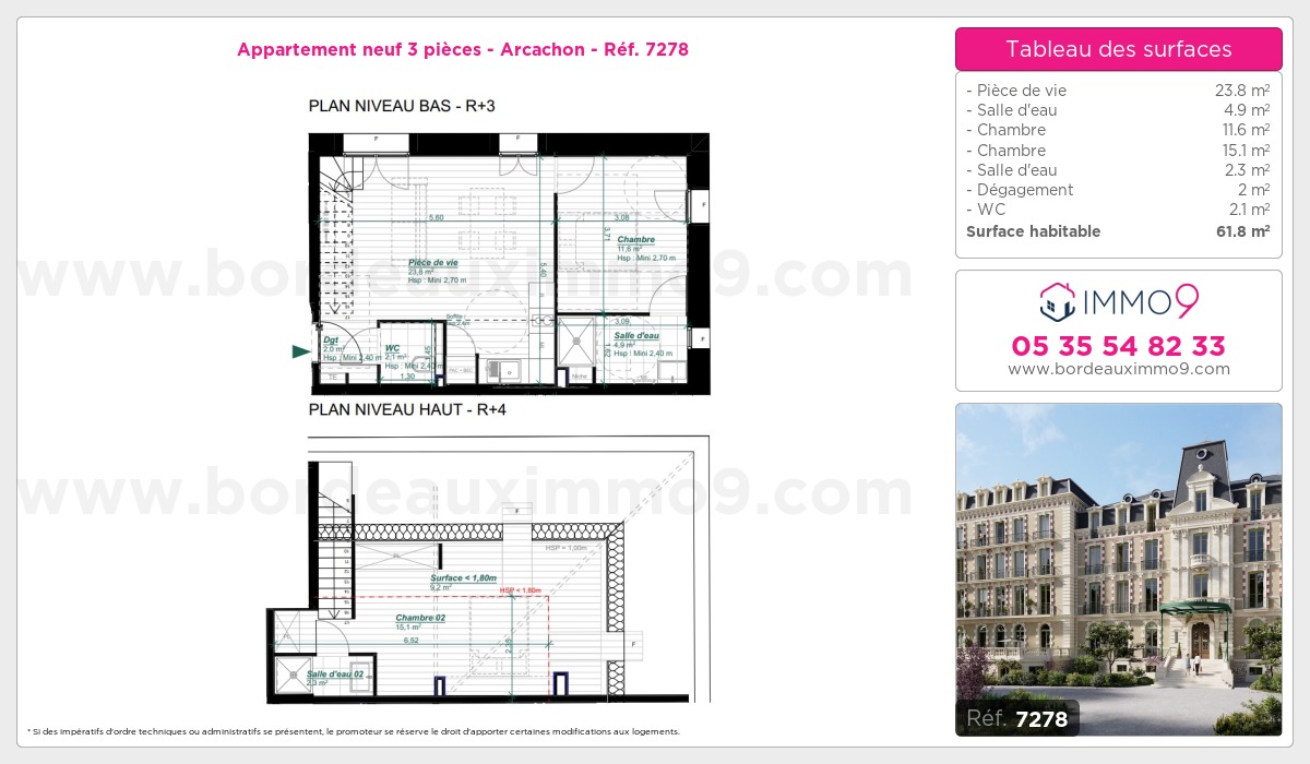 Plan et surfaces, Programme neuf Arcachon Référence n° 7278