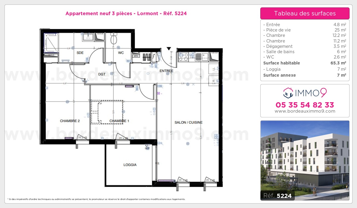 Plan et surfaces, Programme neuf Lormont Référence n° 5224