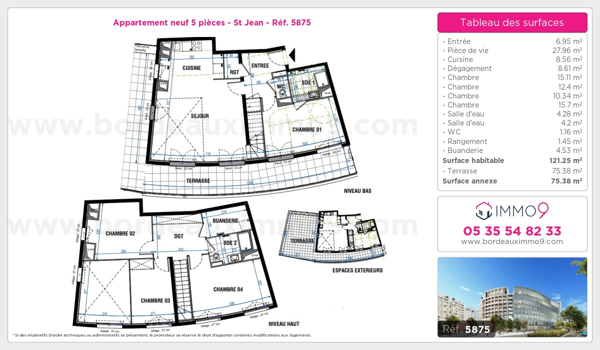 Plan et surfaces, Programme neuf Bordeaux : St Jean Référence n° 5875