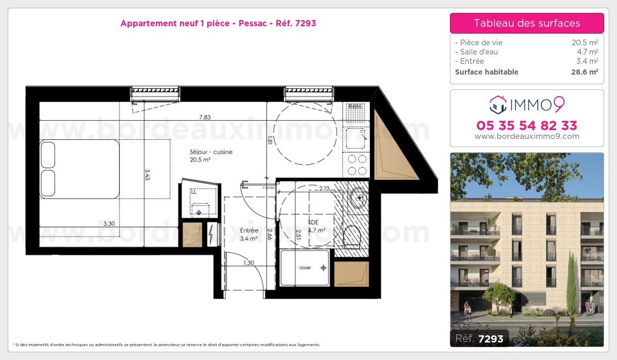 Plan et surfaces, Programme neuf Pessac Référence n° 7293