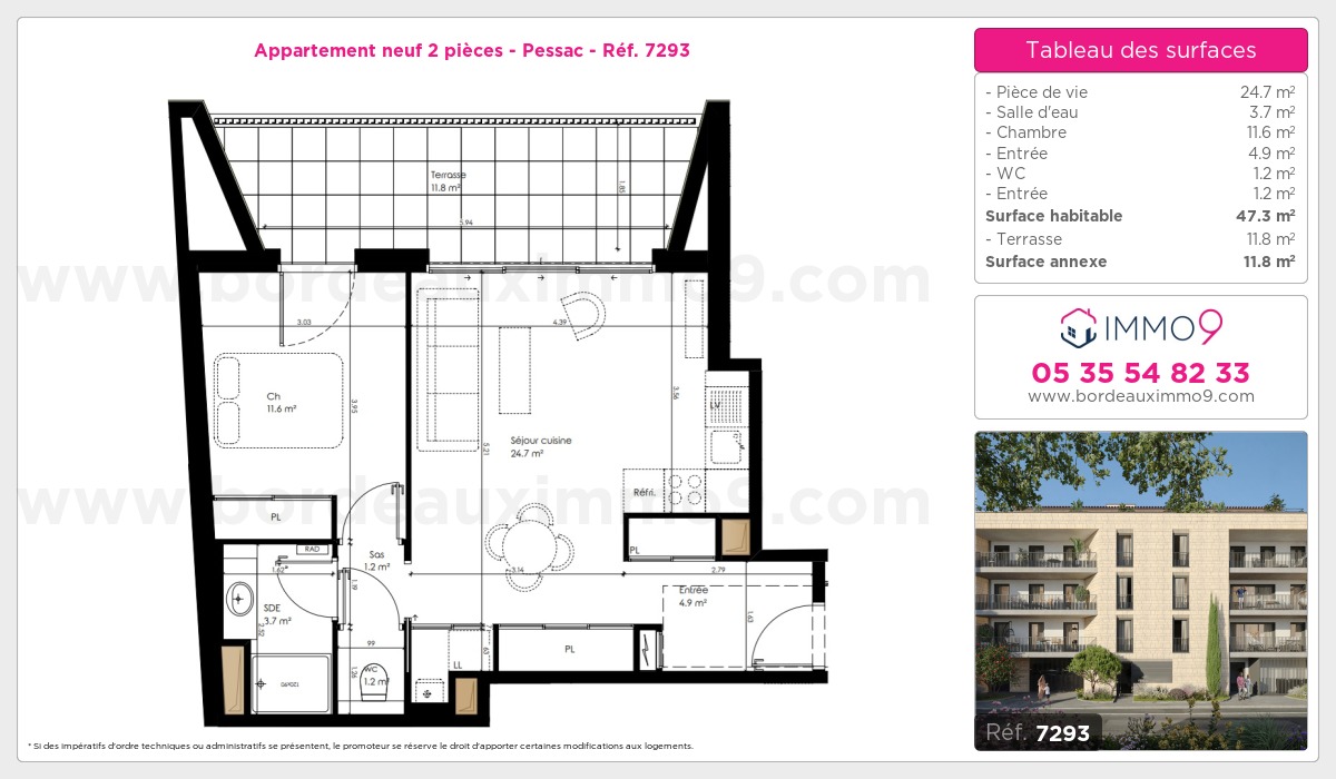 Plan et surfaces, Programme neuf Pessac Référence n° 7293