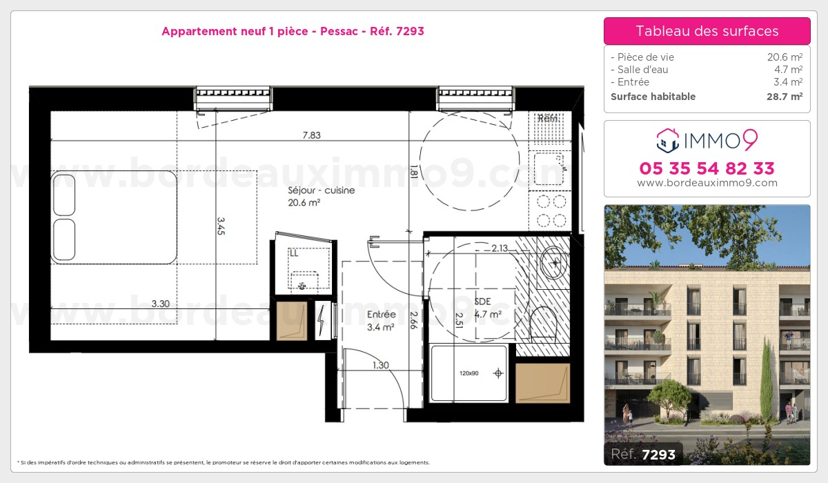 Plan et surfaces, Programme neuf Pessac Référence n° 7293