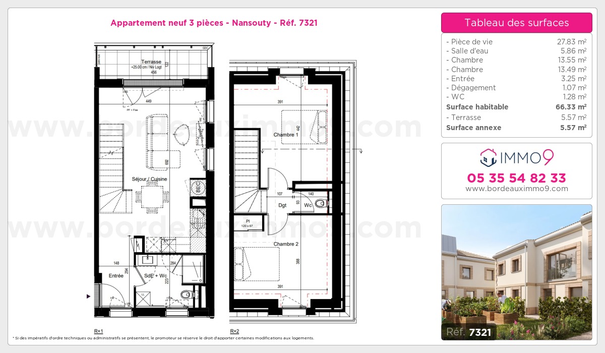 Plan et surfaces, Programme neuf Bordeaux : Nansouty Référence n° 7321