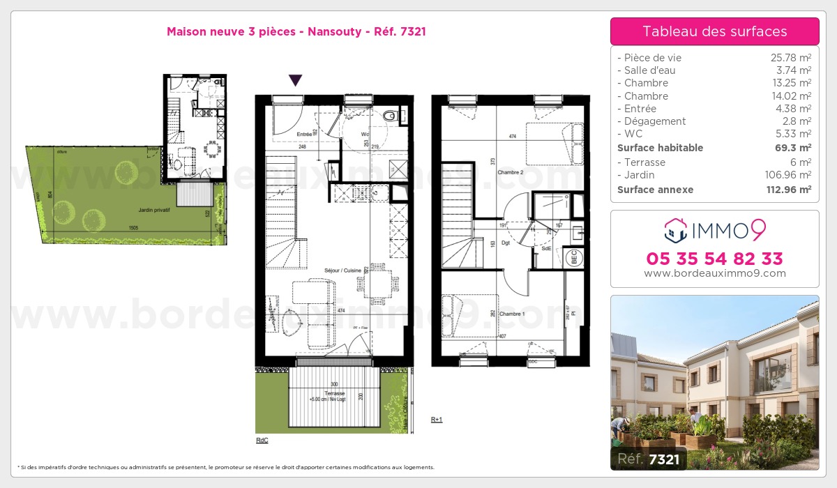 Plan et surfaces, Programme neuf Bordeaux : Nansouty Référence n° 7321