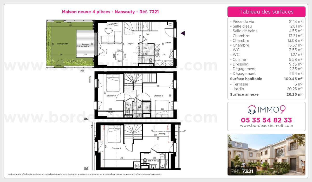 Plan et surfaces, Programme neuf Bordeaux : Nansouty Référence n° 7321