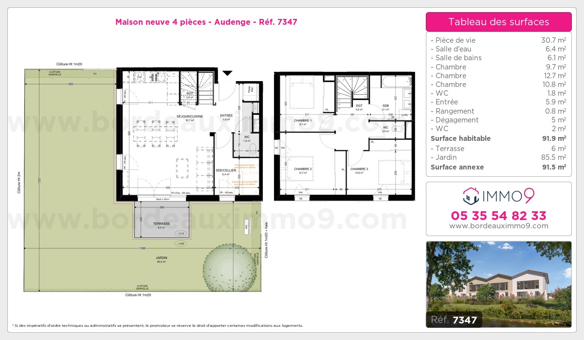 Plan et surfaces, Programme neuf Audenge Référence n° 7347