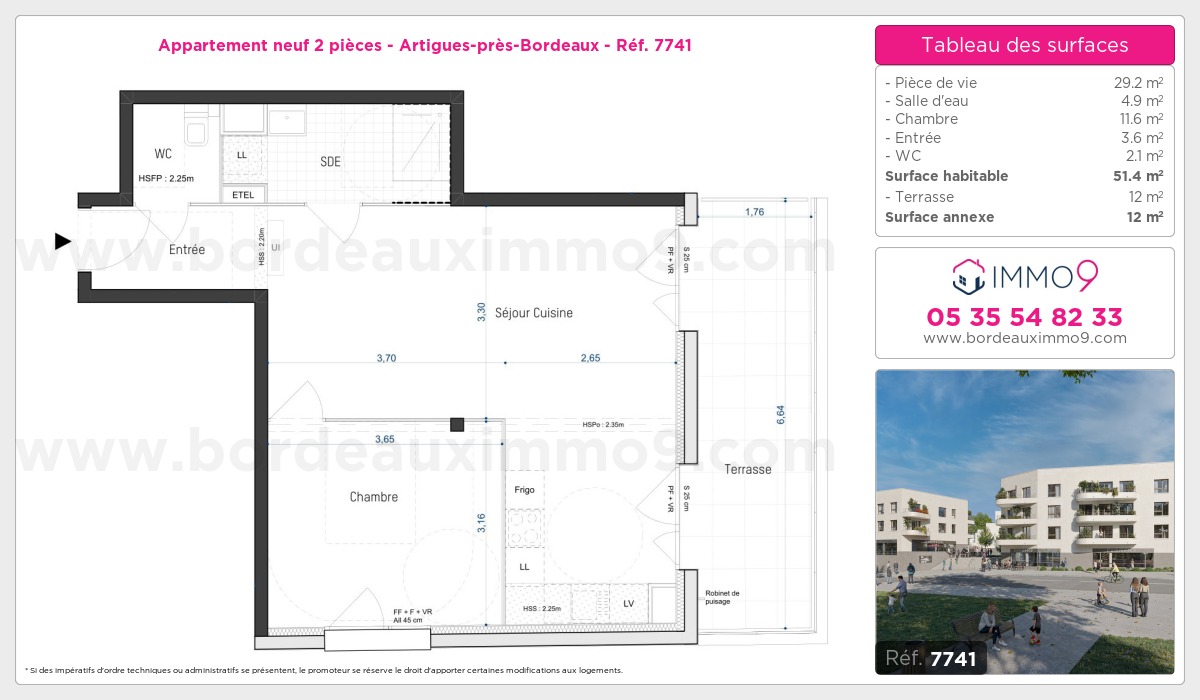 Plan et surfaces, Programme neuf Artigues-près-Bordeaux Référence n° 7741