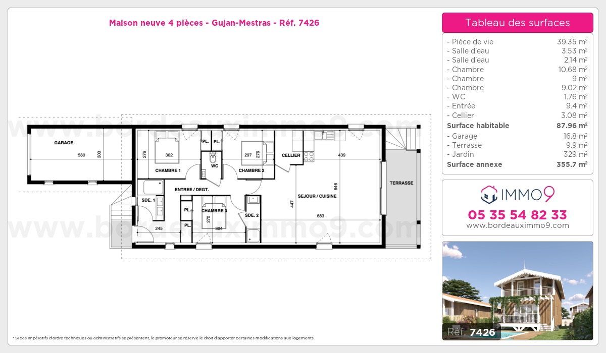 Plan et surfaces, Programme neuf Gujan-Mestras Référence n° 7426