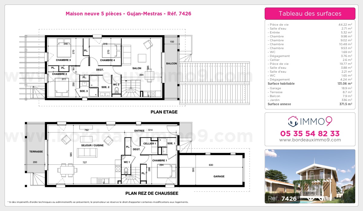 Plan et surfaces, Programme neuf Gujan-Mestras Référence n° 7426