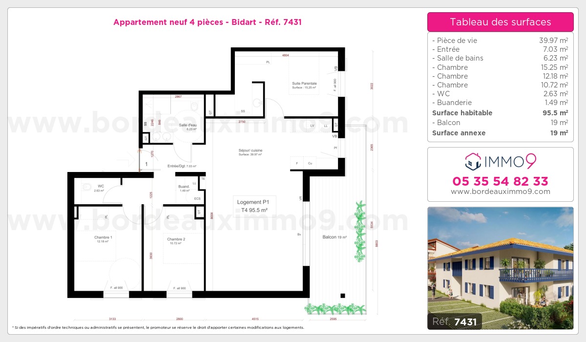 Plan et surfaces, Programme neuf Bidart Référence n° 7431