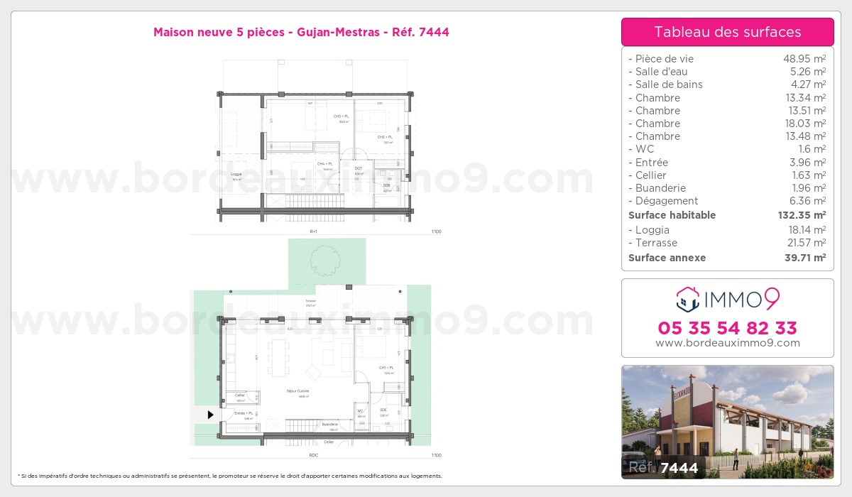 Plan et surfaces, Programme neuf Gujan-Mestras Référence n° 7444