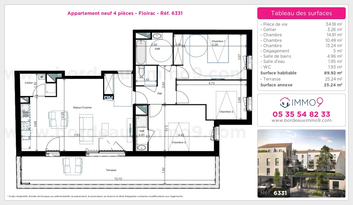 Plan et surfaces, Programme neuf Floirac Référence n° 6331