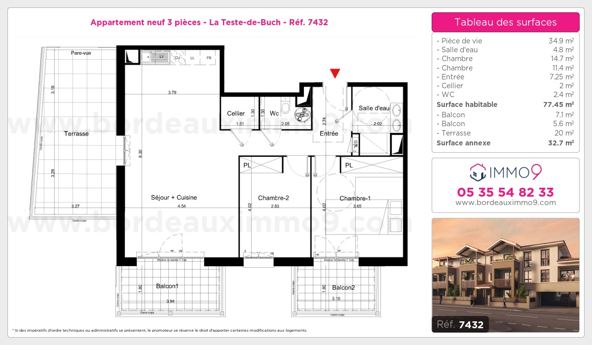 Plan et surfaces, Programme neuf Teste-de-Buch Référence n° 7432