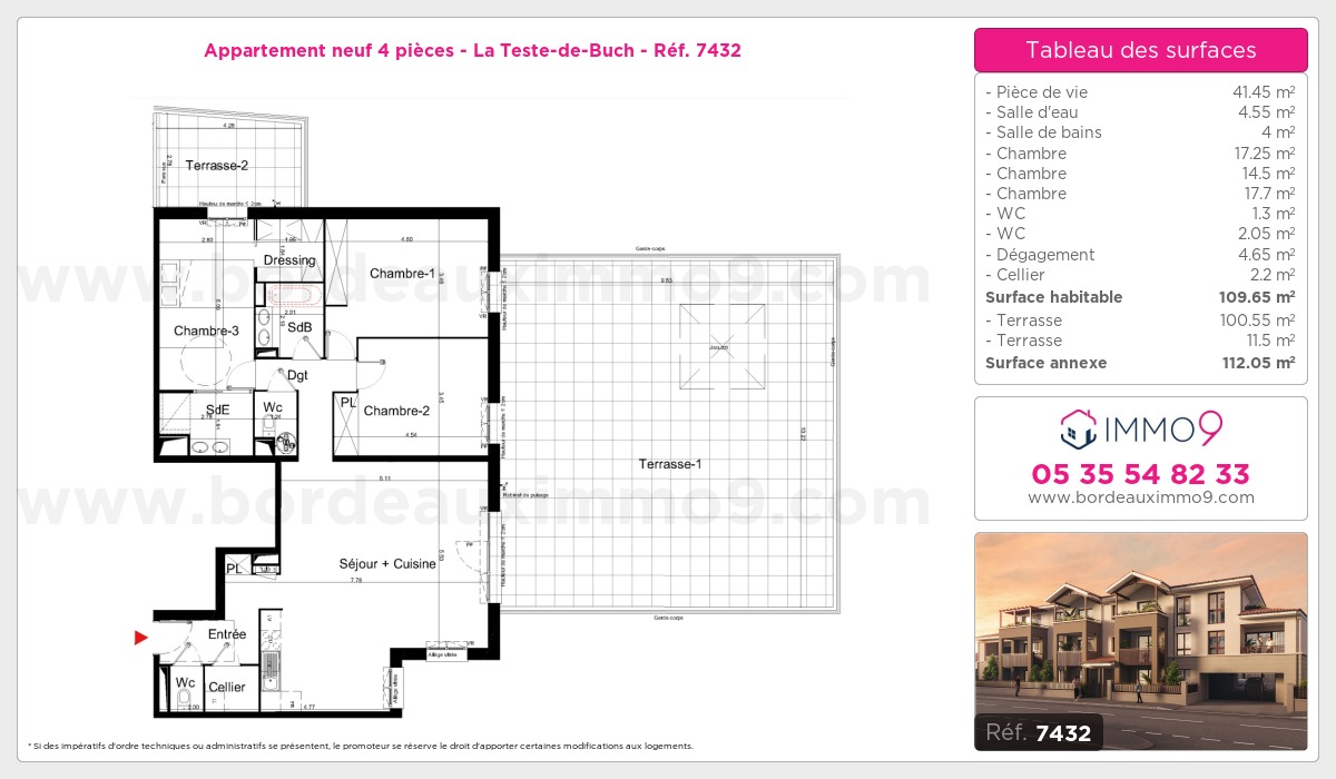 Plan et surfaces, Programme neuf Teste-de-Buch Référence n° 7432