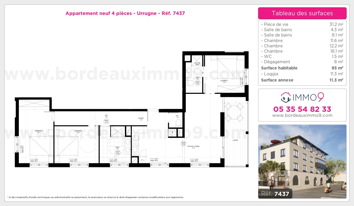 Plan et surfaces, Programme neuf Urrugne Référence n° 7437