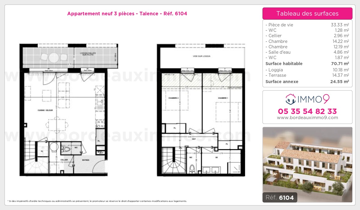 Plan et surfaces, Programme neuf Talence Référence n° 6104