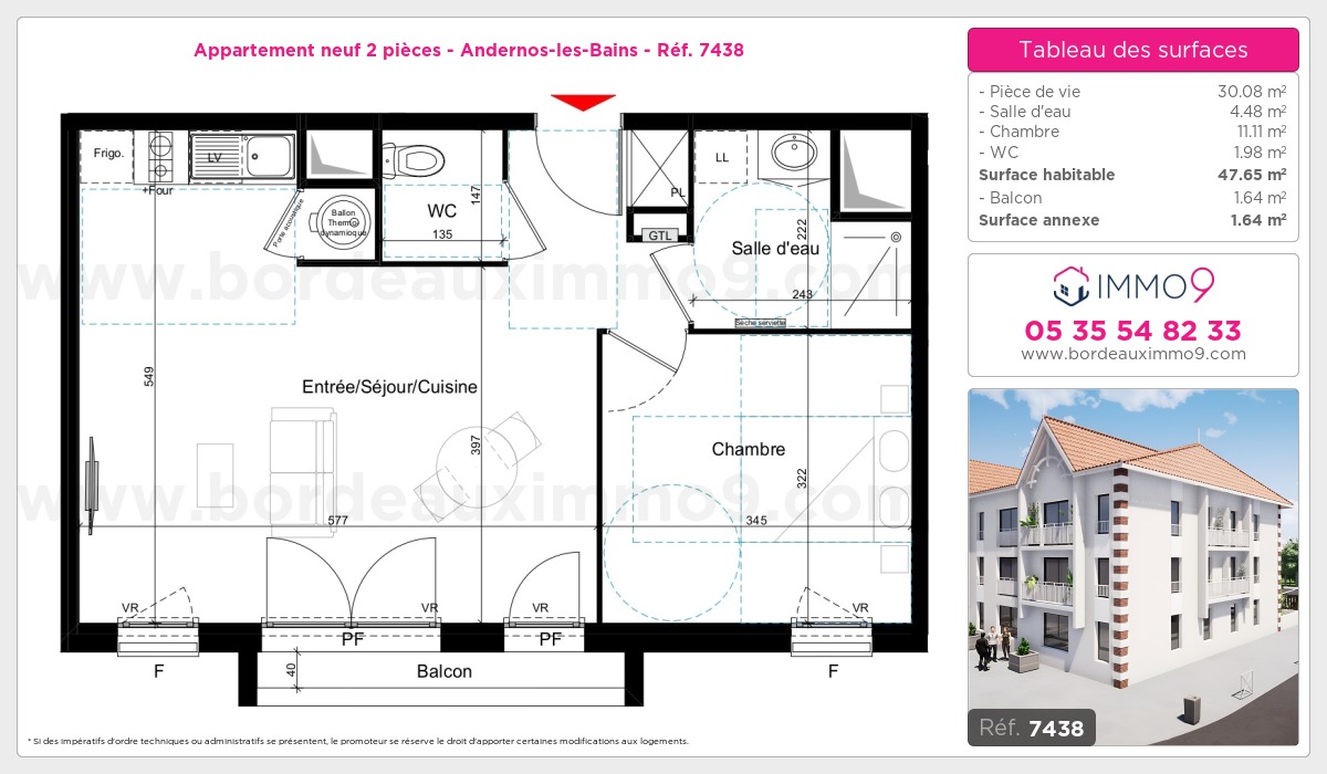 Plan et surfaces, Programme neuf Andernos-les-Bains Référence n° 7438