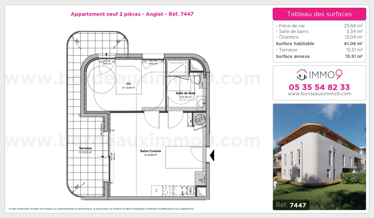 Plan et surfaces, Programme neuf Anglet Référence n° 7447