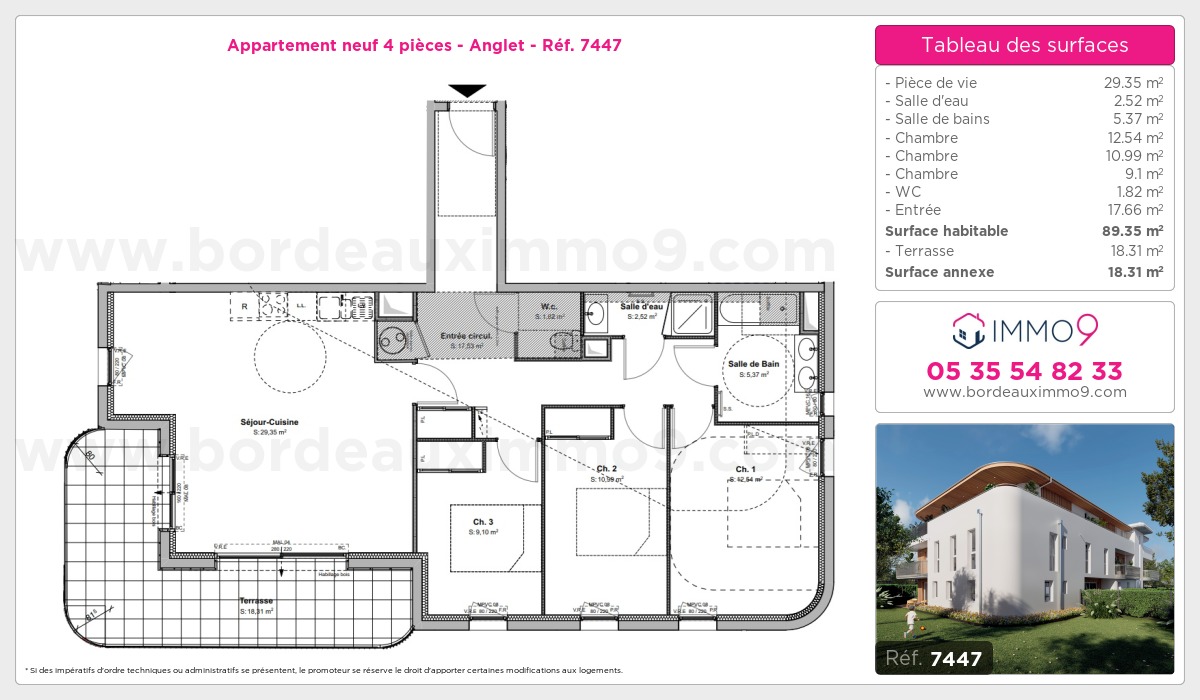 Plan et surfaces, Programme neuf Anglet Référence n° 7447