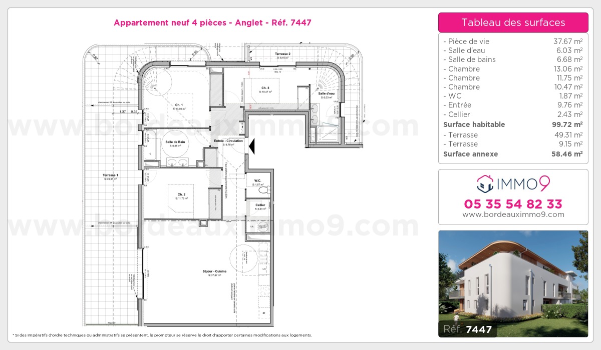 Plan et surfaces, Programme neuf Anglet Référence n° 7447