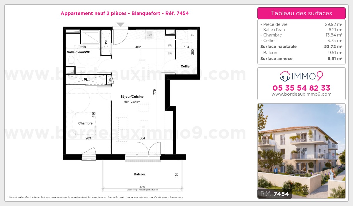 Plan et surfaces, Programme neuf Blanquefort Référence n° 7454