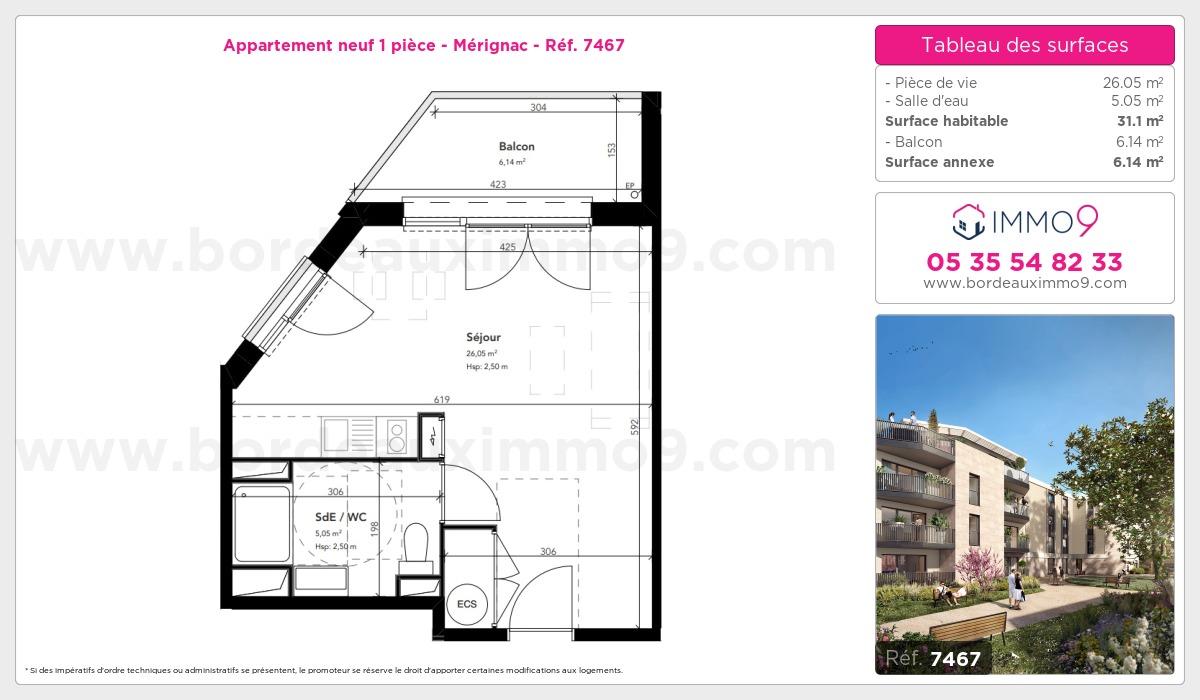 Plan et surfaces, Programme neuf Mérignac Référence n° 7467