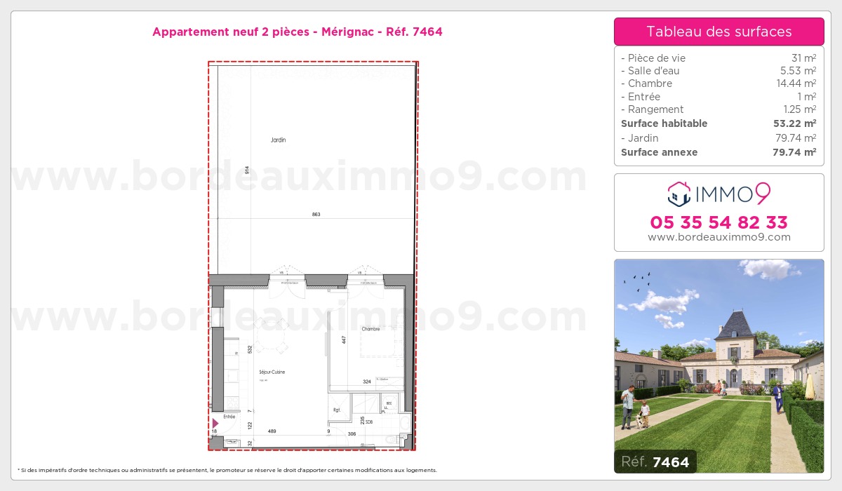 Plan et surfaces, Programme neuf Mérignac Référence n° 7464