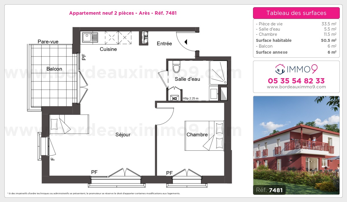 Plan et surfaces, Programme neuf Arès Référence n° 7481