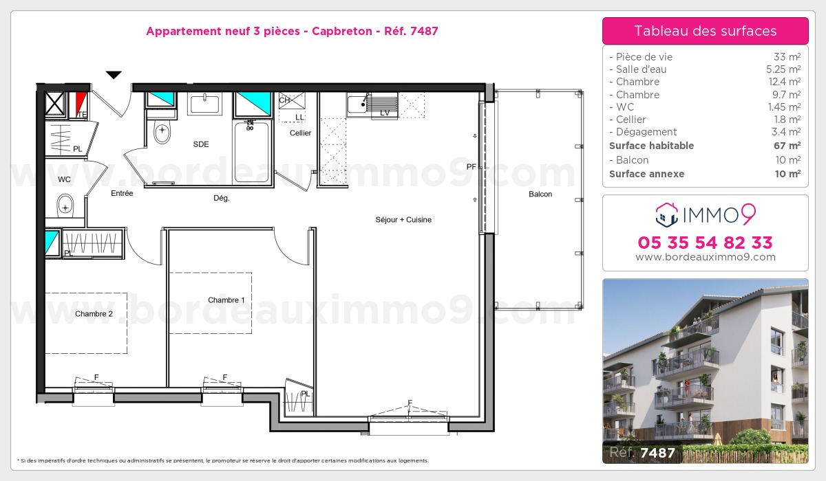 Plan et surfaces, Programme neuf Capbreton Référence n° 7487