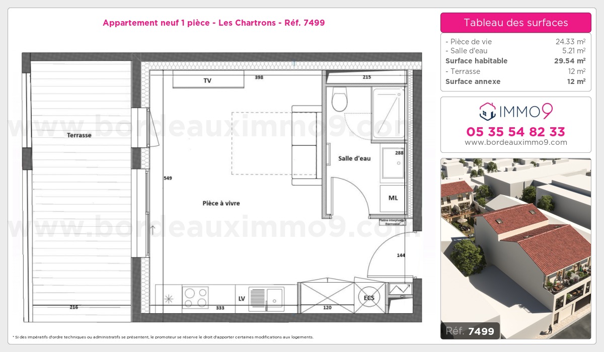 Plan et surfaces, Programme neuf Bordeaux : Chartrons Référence n° 7499