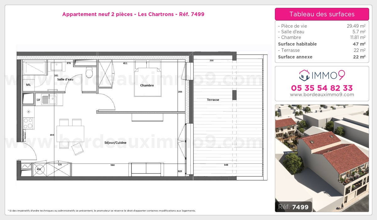 Plan et surfaces, Programme neuf Bordeaux : Chartrons Référence n° 7499