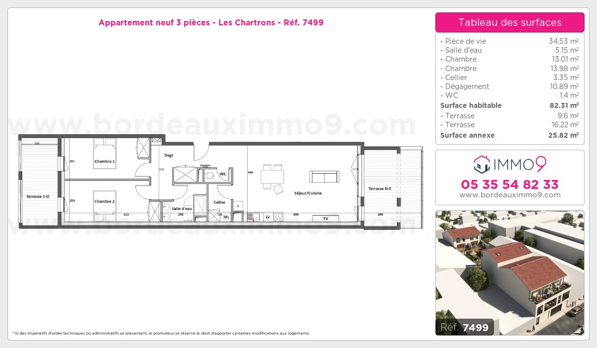Plan et surfaces, Programme neuf Bordeaux : Chartrons Référence n° 7499