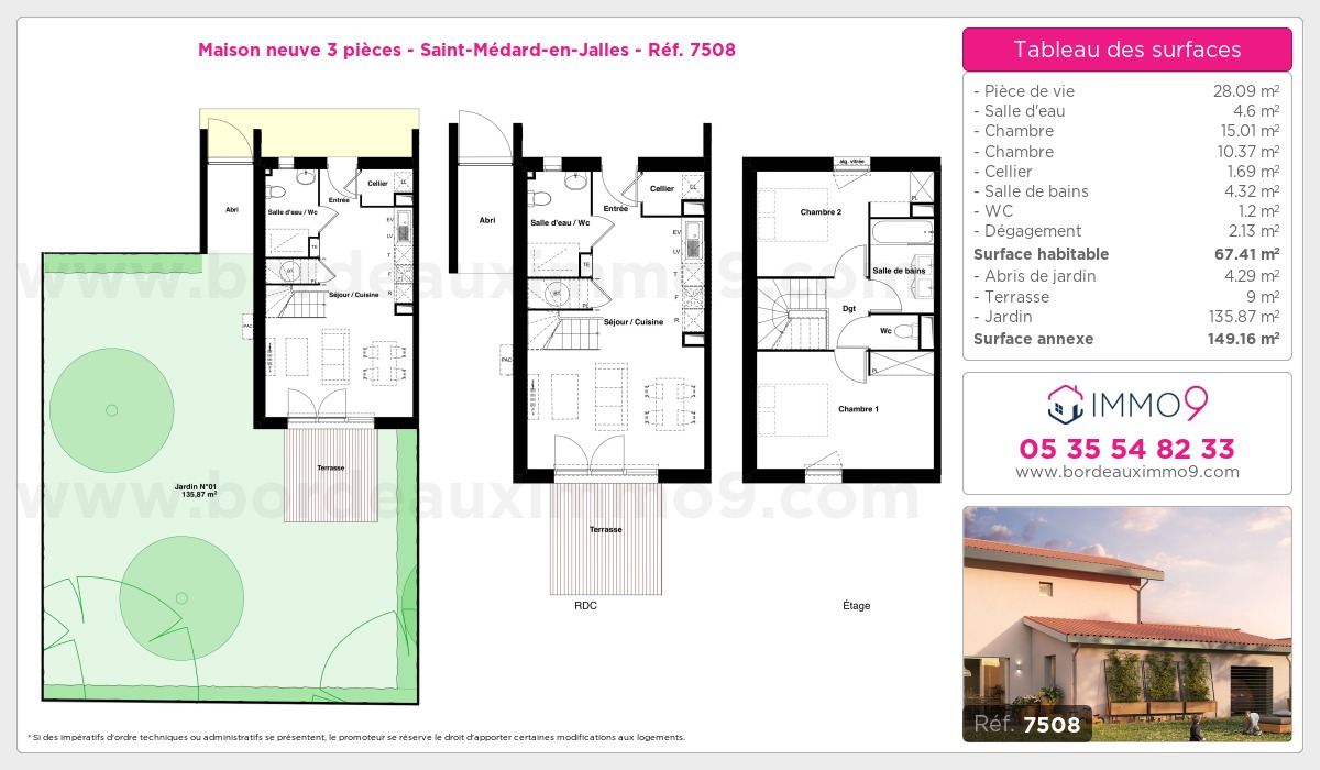 Plan et surfaces, Programme neuf Saint-Médard-en-Jalles Référence n° 7508