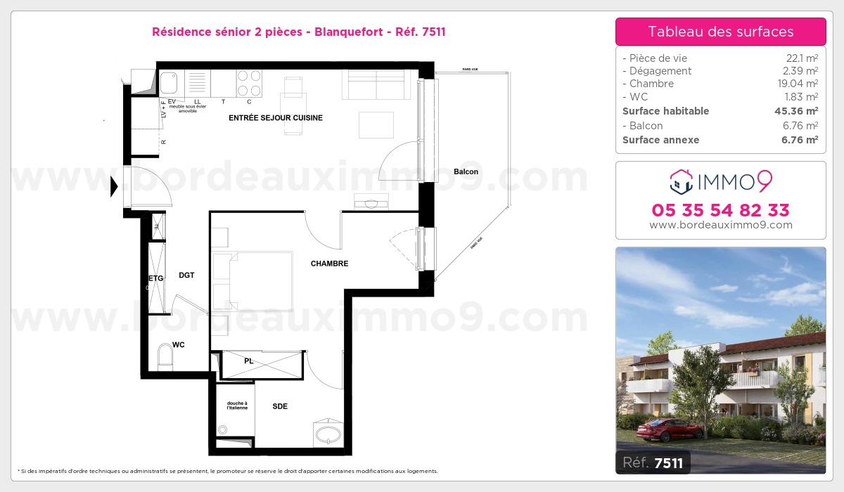 Plan et surfaces, Programme neuf Blanquefort Référence n° 7511