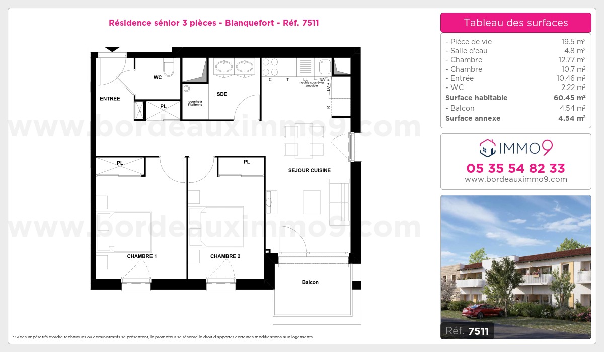 Plan et surfaces, Programme neuf Blanquefort Référence n° 7511