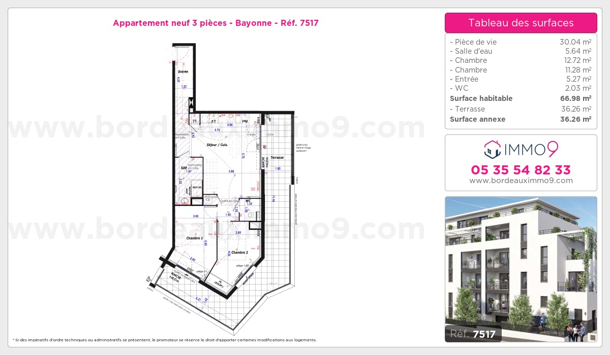 Plan et surfaces, Programme neuf Bayonne Référence n° 7517