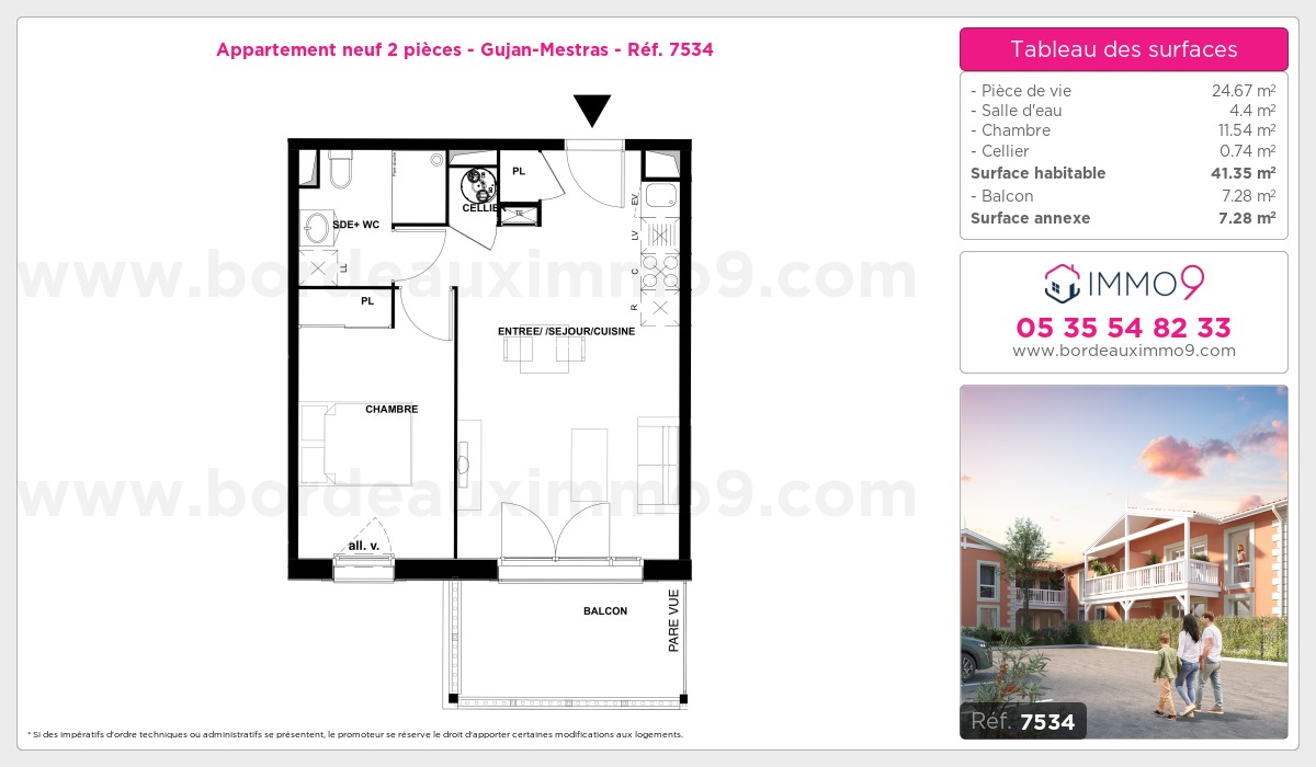 Plan et surfaces, Programme neuf Gujan-Mestras Référence n° 7534