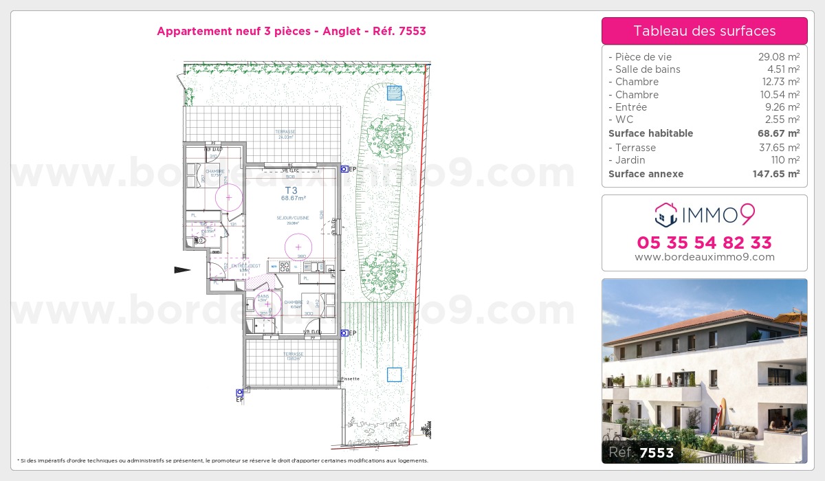 Plan et surfaces, Programme neuf Anglet Référence n° 7553