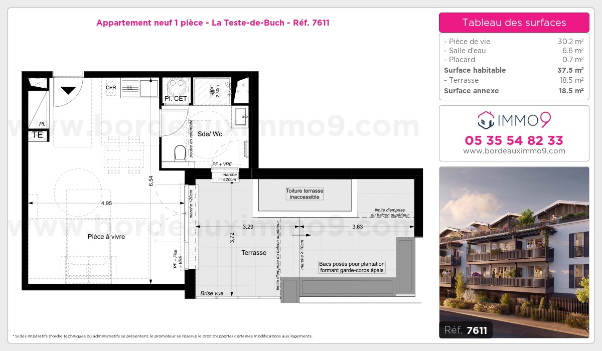 Plan et surfaces, Programme neuf Teste-de-Buch Référence n° 7611