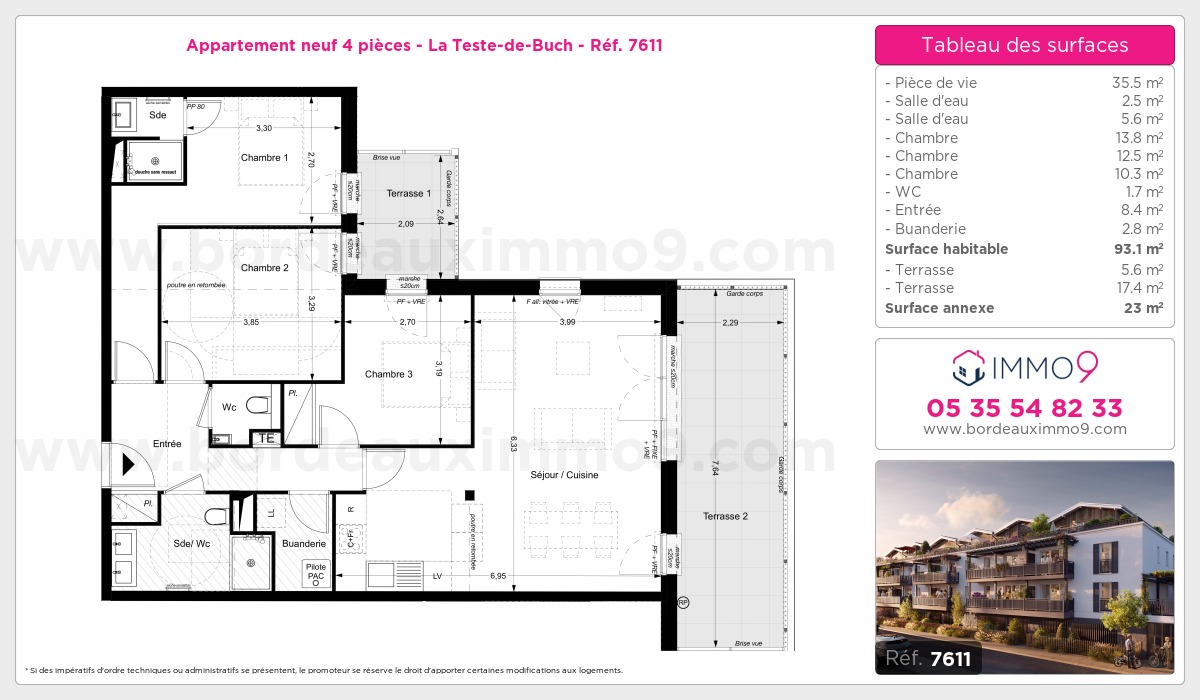 Plan et surfaces, Programme neuf Teste-de-Buch Référence n° 7611