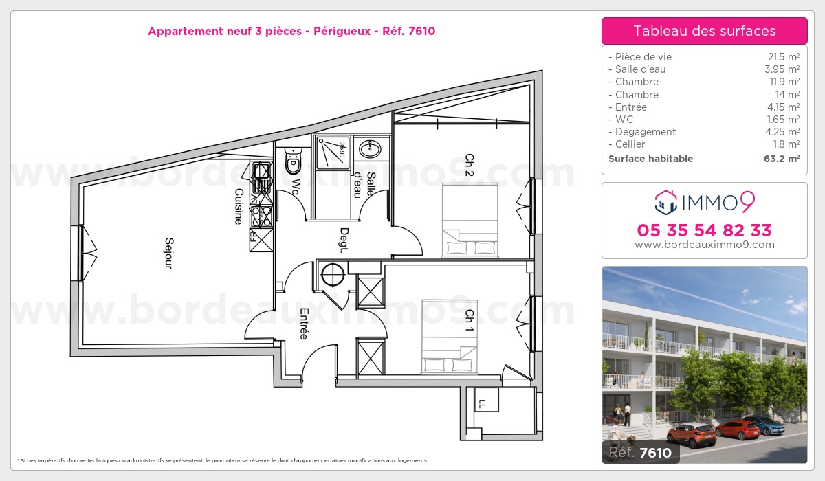 Plan et surfaces, Programme neuf Périgueux Référence n° 7610