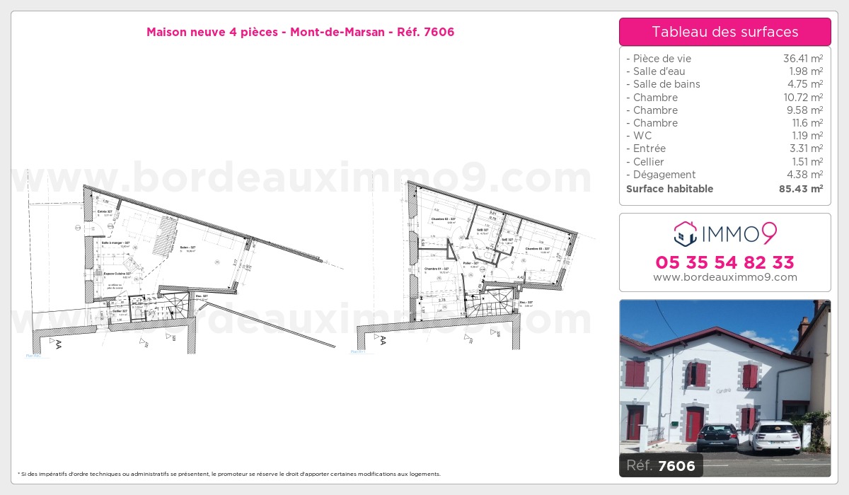 Plan et surfaces, Programme neuf Mont-de-Marsan Référence n° 7606