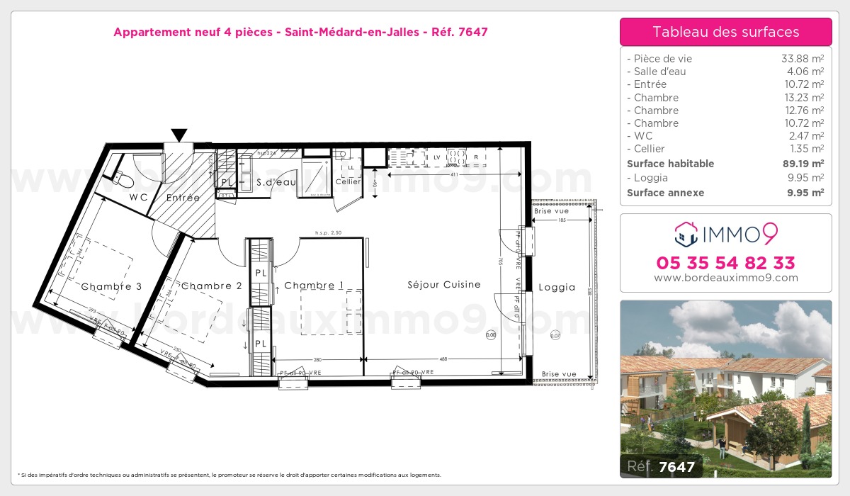 Plan et surfaces, Programme neuf Saint-Médard-en-Jalles Référence n° 7647
