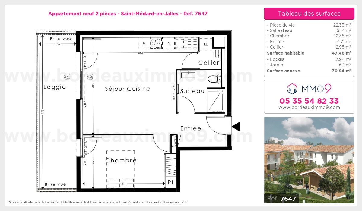 Plan et surfaces, Programme neuf Saint-Médard-en-Jalles Référence n° 7647