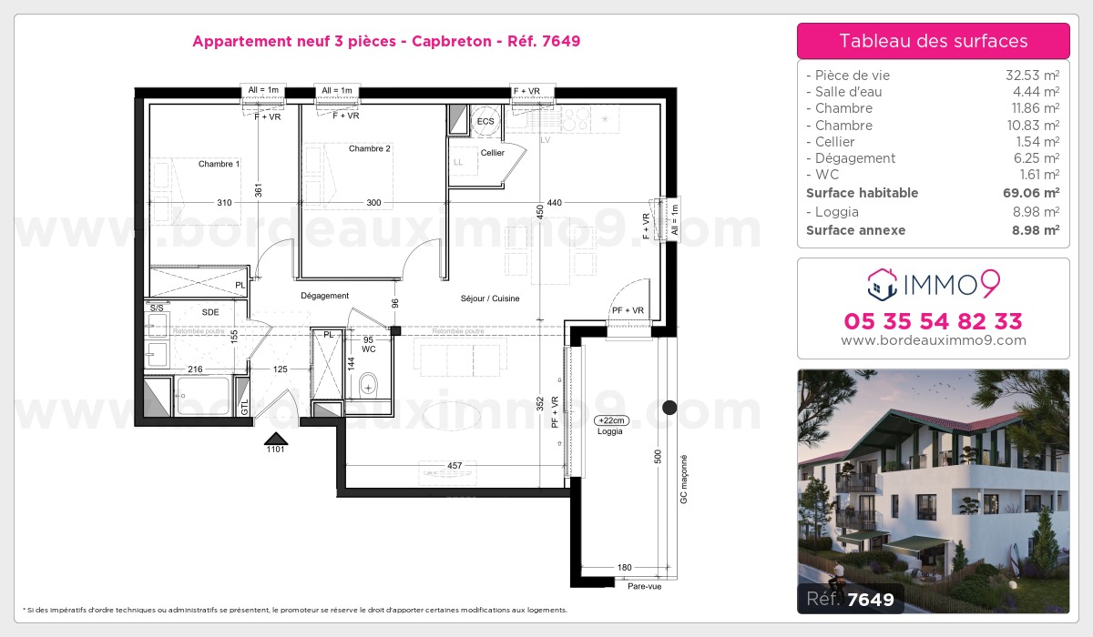 Plan et surfaces, Programme neuf Capbreton Référence n° 7649